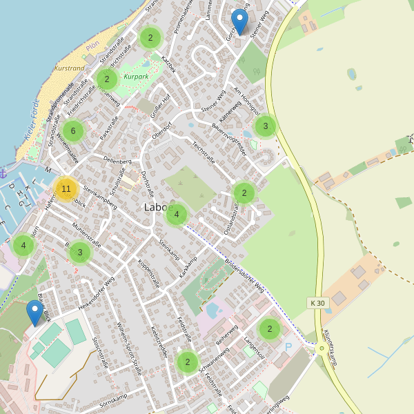 Karte der Parkplätze in Laboe Thumbnail