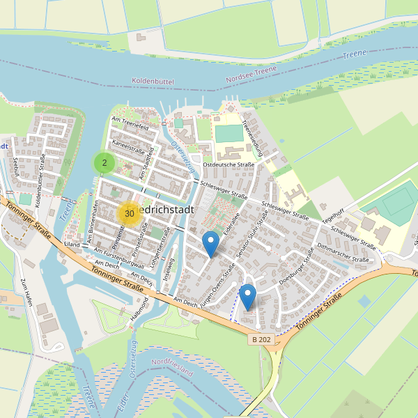 Karte der Sehenswürdigkeiten in Friedrichstadt Thumbnail