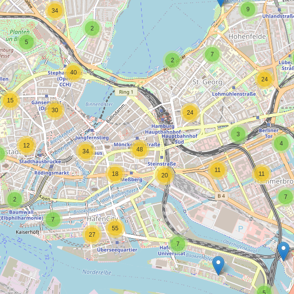 Karte der Fahrradabstellplätze in Hamburg Thumbnail