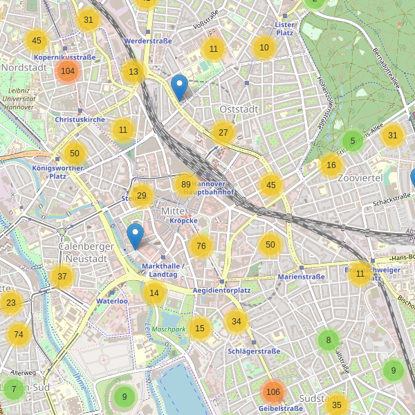 Karte der Fahrradabstellplätze in Hannover Thumbnail