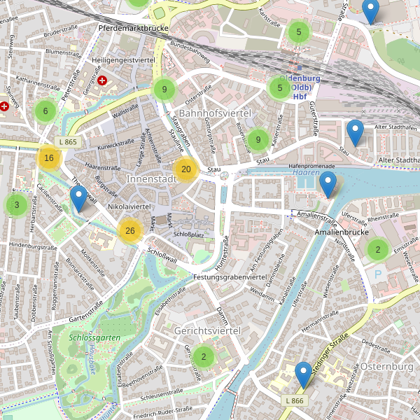 Karte der Fahrradabstellplätze in Oldenburg Thumbnail