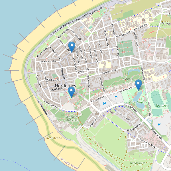 Karte der Sehenswürdigkeiten in Norderney Thumbnail