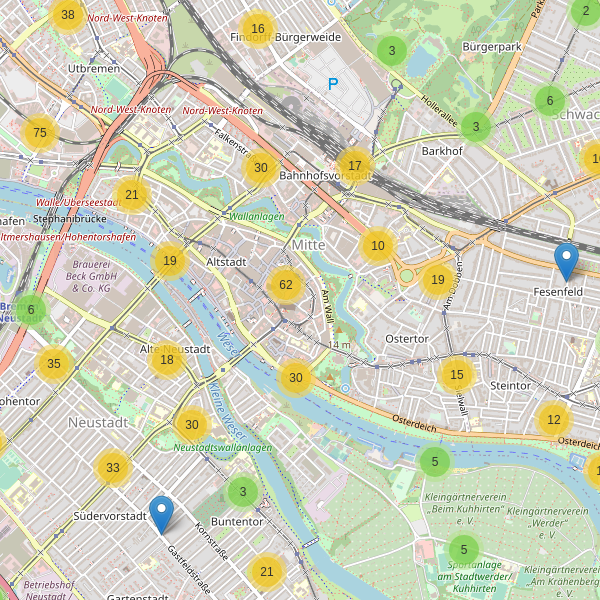 Karte der Fahrradabstellplätze in Bremen (HB) Thumbnail