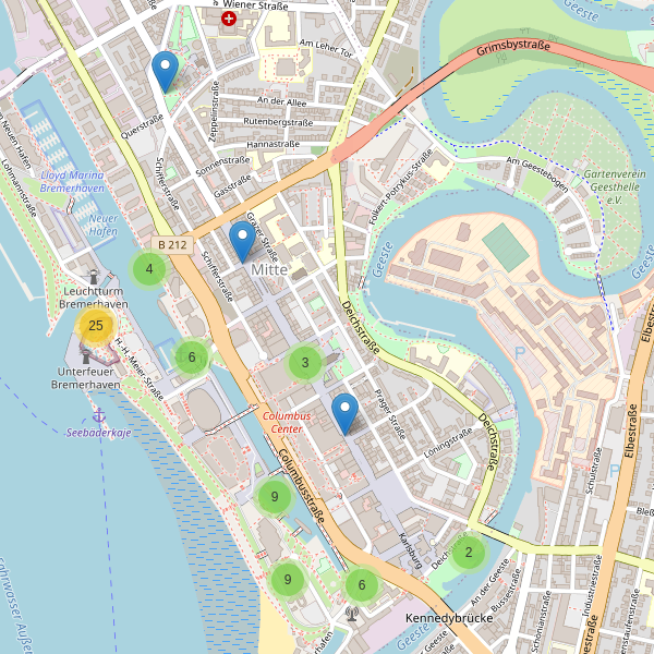 Karte der Sehenswürdigkeiten in Bremerhaven (HB) Thumbnail