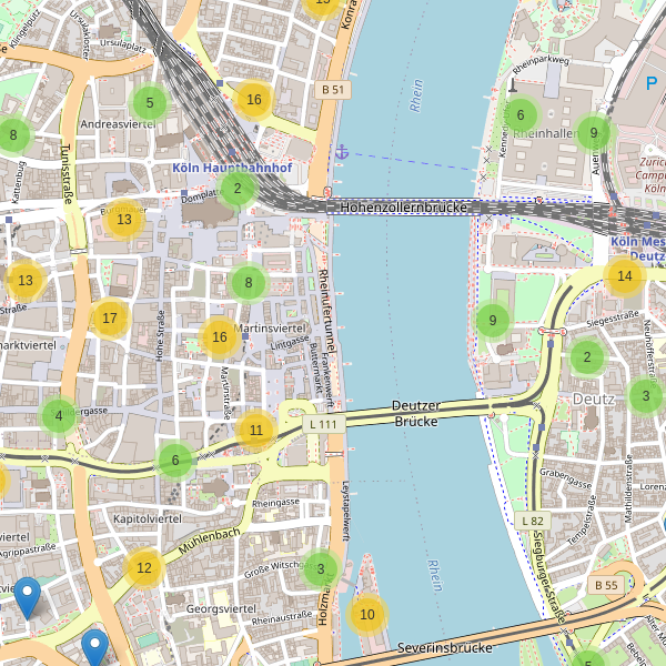 Karte der Fahrradabstellplätze in Köln Thumbnail