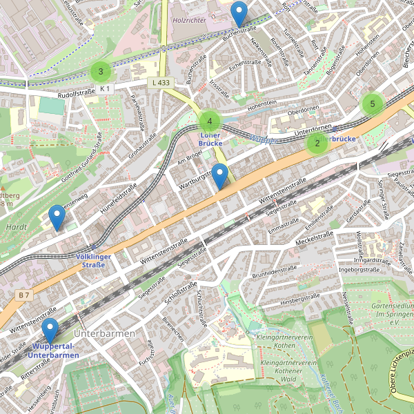 Karte der Fahrradabstellplätze in Wuppertal Thumbnail