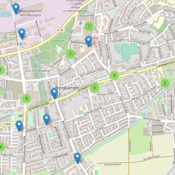 Karte der Parkplätze in Bergkamen Thumbnail