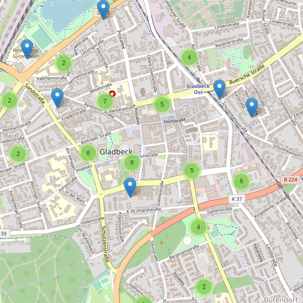 Karte der Parkplätze in Gladbeck Thumbnail