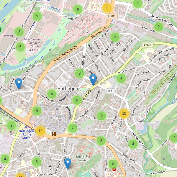 Karte der Parkplätze in Hattingen Thumbnail