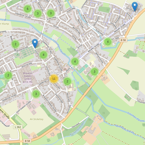 Karte der Parkplätze in Issum Thumbnail