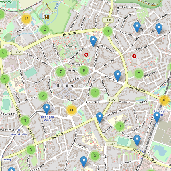 Karte der Parkplätze in Ratingen Thumbnail