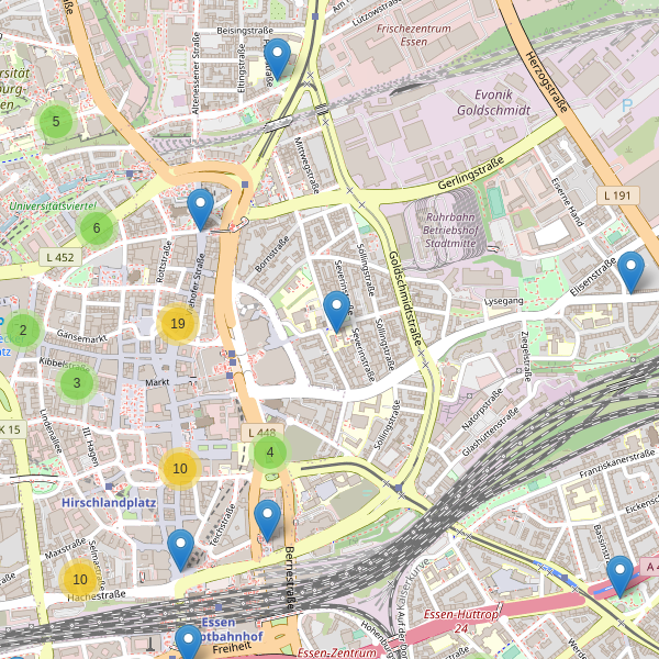 Karte der Sehenswürdigkeiten in Essen Thumbnail