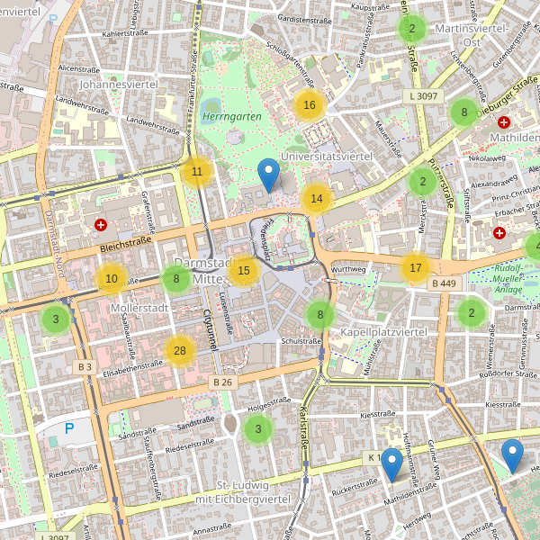 Karte der Fahrradabstellplätze in Darmstadt Thumbnail
