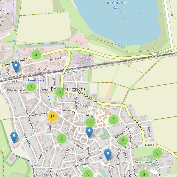 Karte der Parkplätze in Borken (Hessen) Thumbnail