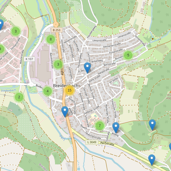 Karte der Parkplätze in Breidenbach Thumbnail