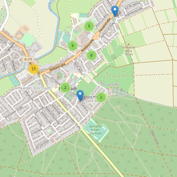 Karte der Parkplätze in Florstadt Thumbnail
