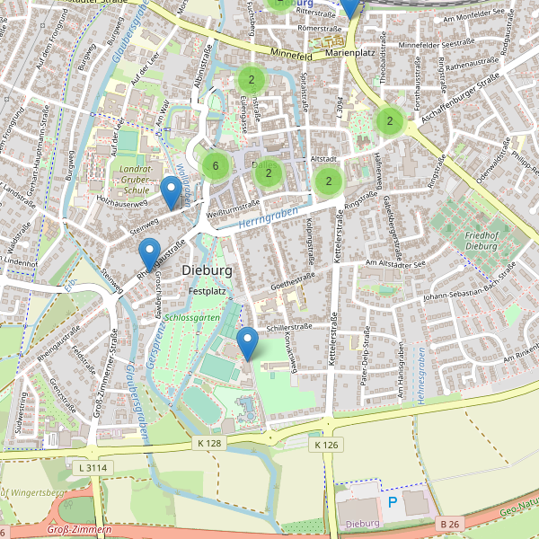 Karte der Restaurants in Dieburg Thumbnail