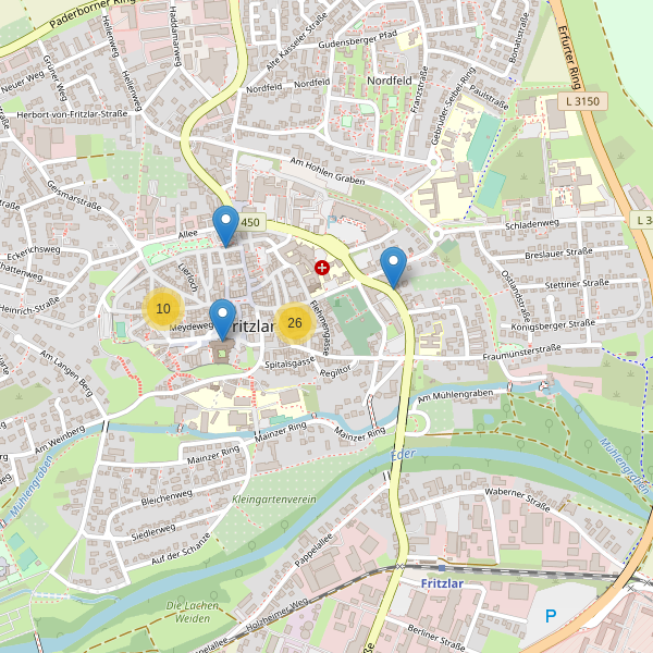 Karte der Sehenswürdigkeiten in Fritzlar Thumbnail