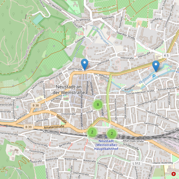 Karte der Fahrradabstellplätze in Neustadt an der Weinstraße Thumbnail