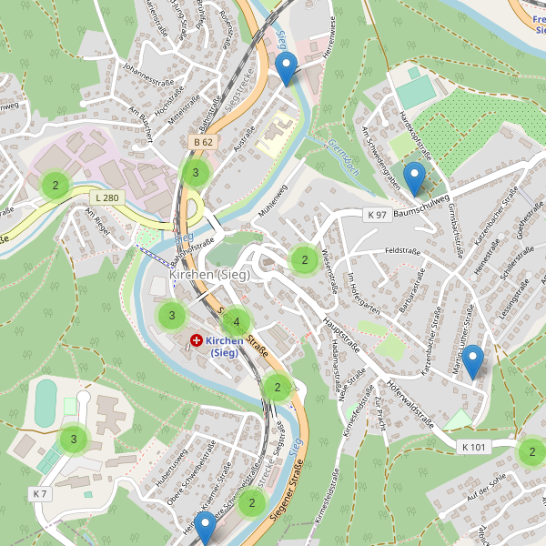 Karte der Parkplätze in Kirchen (Sieg) Thumbnail