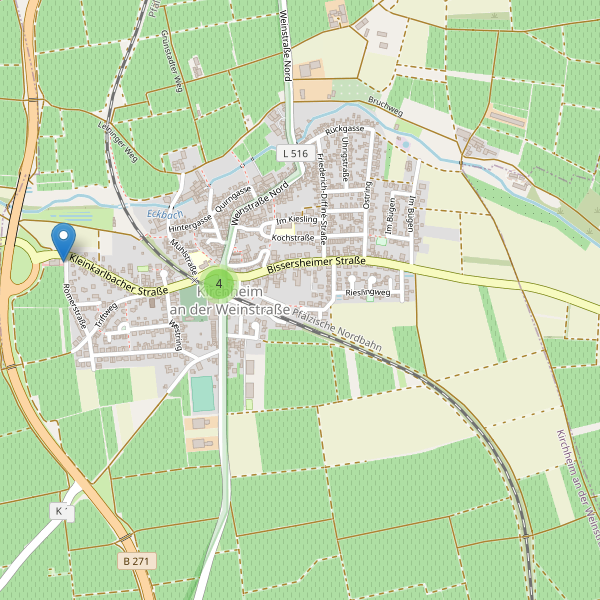 Karte der Parkplätze in Kirchheim an der Weinstraße Thumbnail