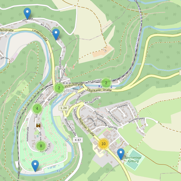 Karte der Parkplätze in Kyllburg Thumbnail