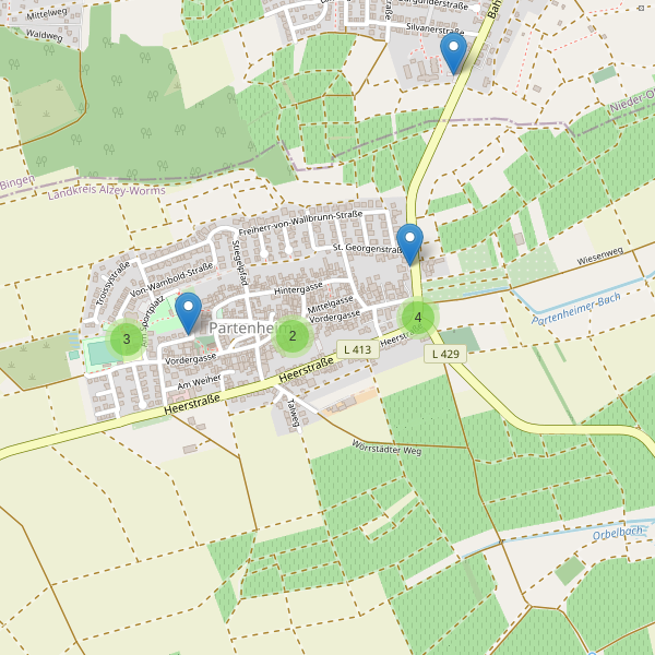 Karte der Parkplätze in Partenheim Thumbnail