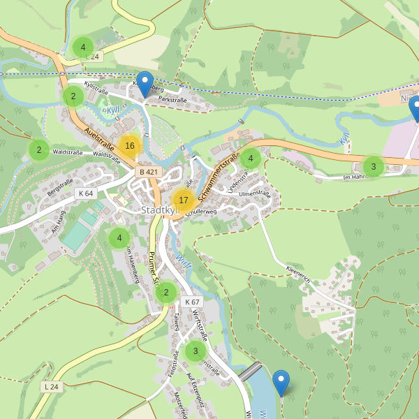 Karte der Parkplätze in Stadtkyll Thumbnail