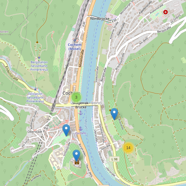 Karte der Sehenswürdigkeiten in Cochem Thumbnail