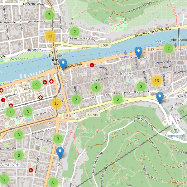 Karte der Fahrradabstellplätze in Heidelberg Thumbnail