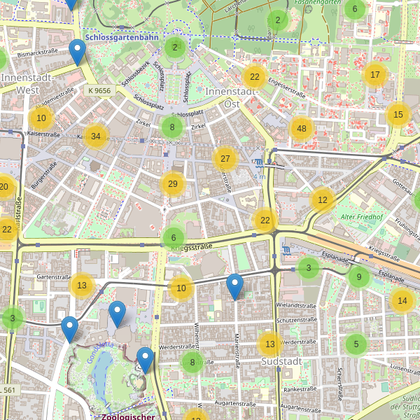 Karte der Fahrradabstellplätze in Karlsruhe Thumbnail