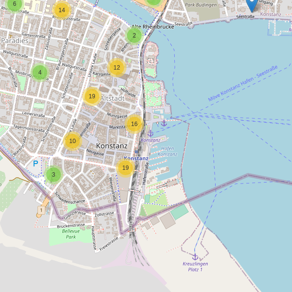 Karte der Fahrradabstellplätze in Konstanz Thumbnail