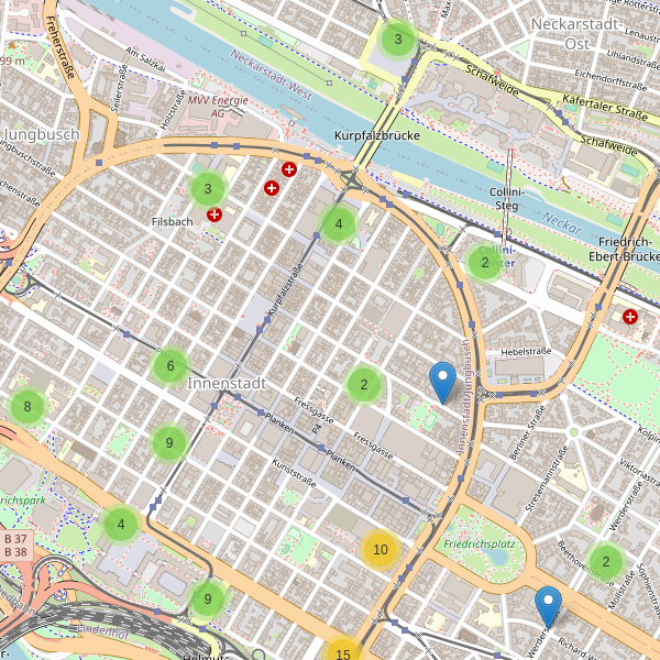 Karte der Fahrradabstellplätze in Mannheim Thumbnail