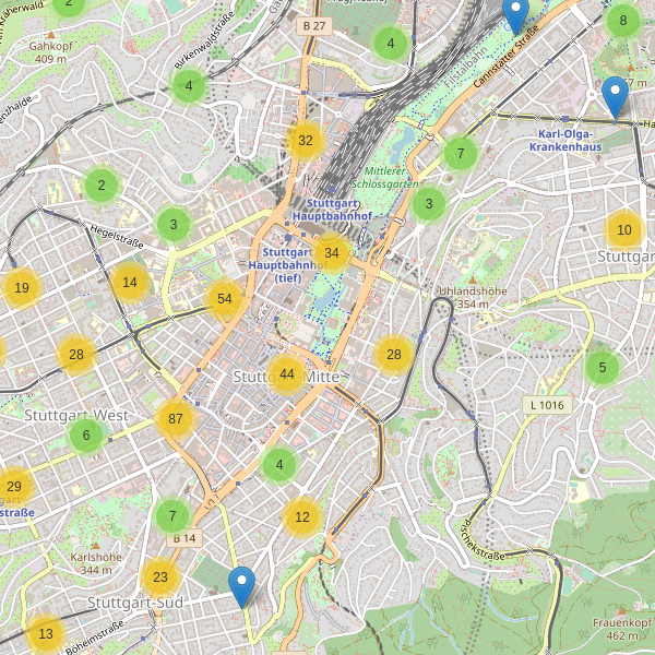Karte der Fahrradabstellplätze in Stuttgart Thumbnail