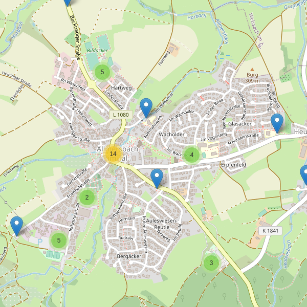 Karte der Parkplätze in Allmersbach im Tal Thumbnail