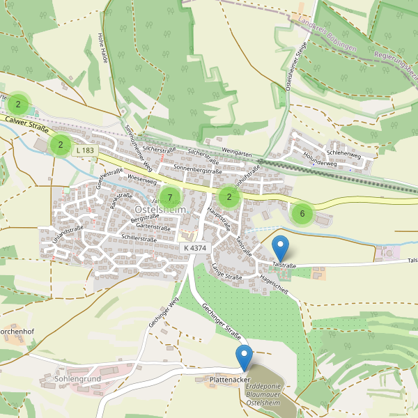 Karte der Parkplätze in Ostelsheim Thumbnail