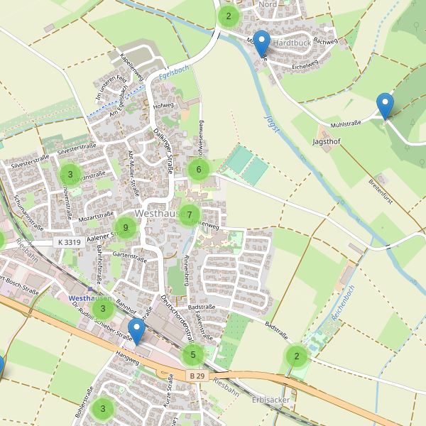 Karte der Parkplätze in Westhausen (AA) Thumbnail