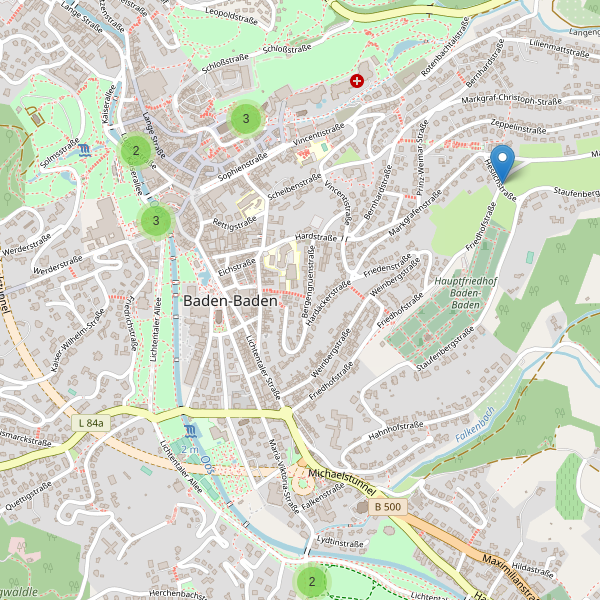 Karte der Sehenswürdigkeiten in Baden-Baden Thumbnail
