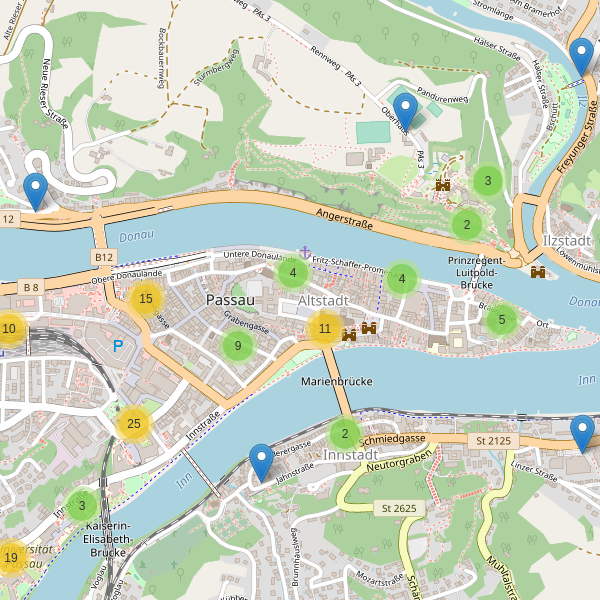 Karte der Fahrradabstellplätze in Passau Thumbnail