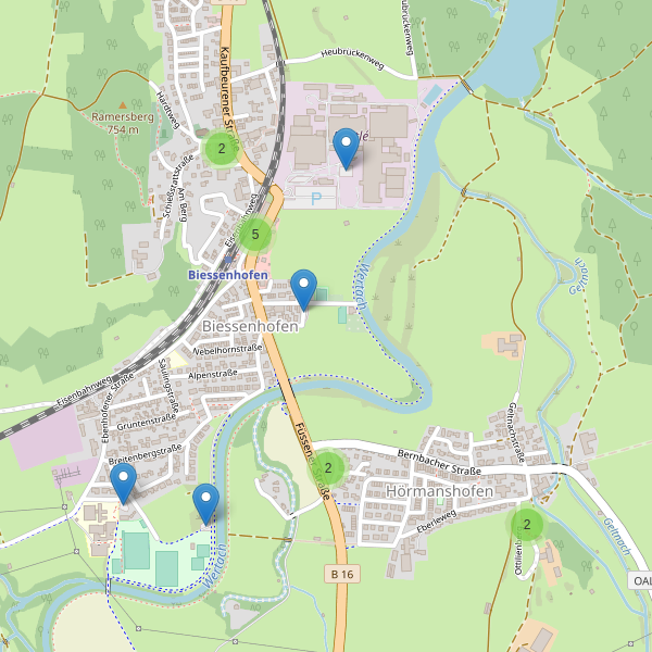 Karte der Parkplätze in Biessenhofen Thumbnail