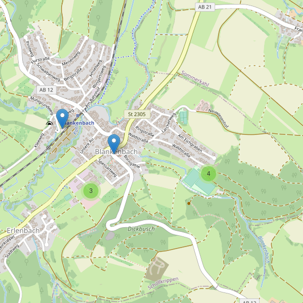 Karte der Parkplätze in Blankenbach Thumbnail