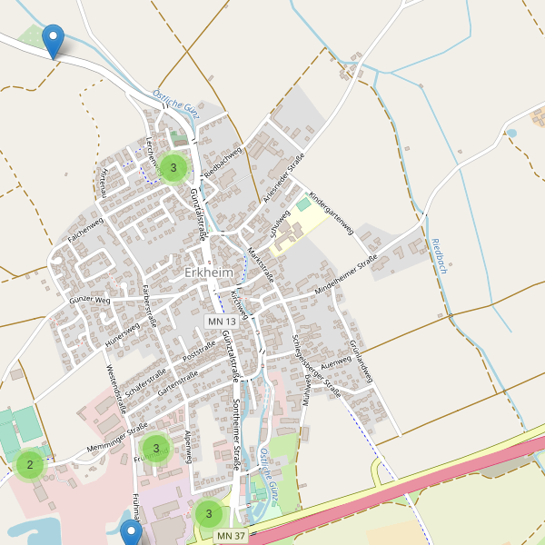 Karte der Parkplätze in Erkheim Thumbnail