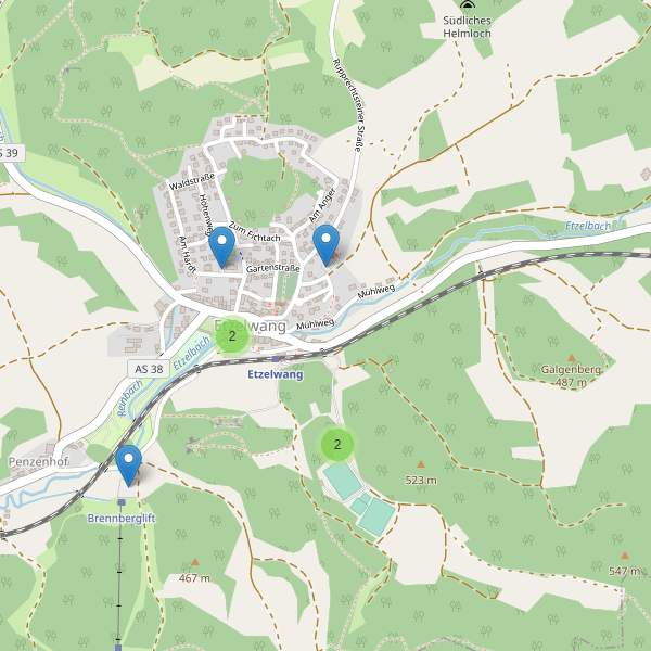 Karte der Parkplätze in Etzelwang Thumbnail