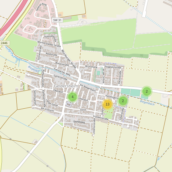 Karte der Parkplätze in Geldersheim Thumbnail