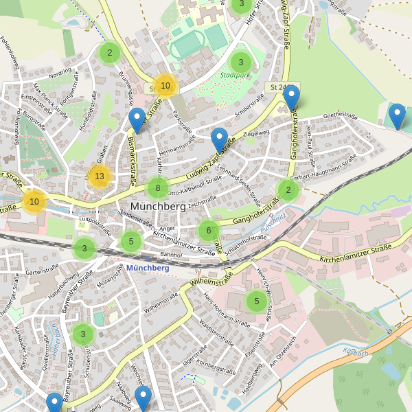 Karte der Parkplätze in Münchberg Thumbnail