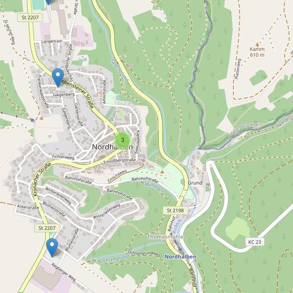 Karte der Parkplätze in Nordhalben Thumbnail