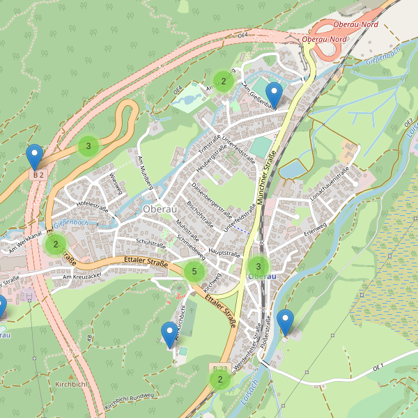 Karte der Parkplätze in Oberau (GAP) Thumbnail