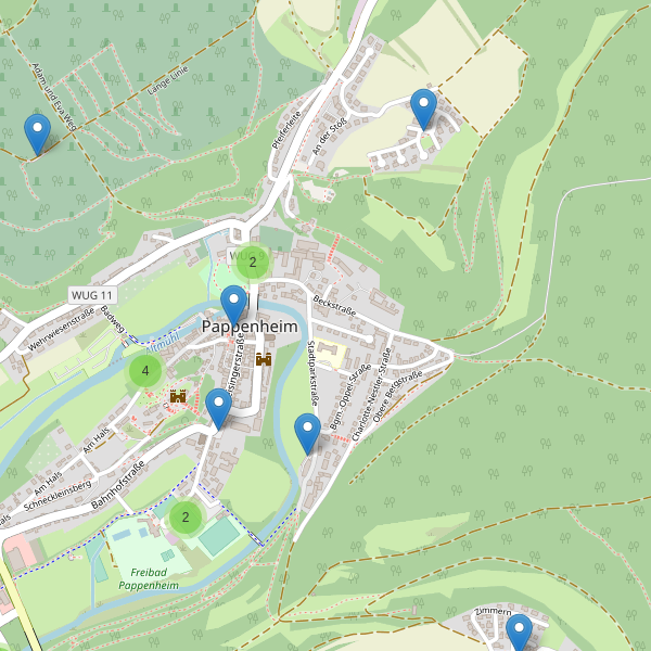 Karte der Parkplätze in Pappenheim Thumbnail