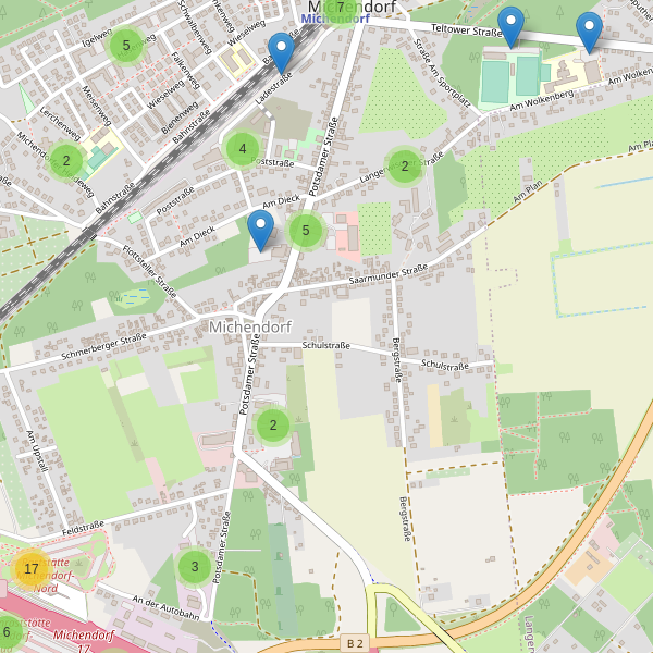 Karte der Parkplätze in Michendorf (PM) Thumbnail