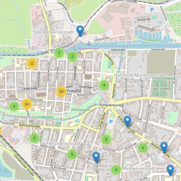 Karte der Fahrradabstellplätze in Greifswald Thumbnail